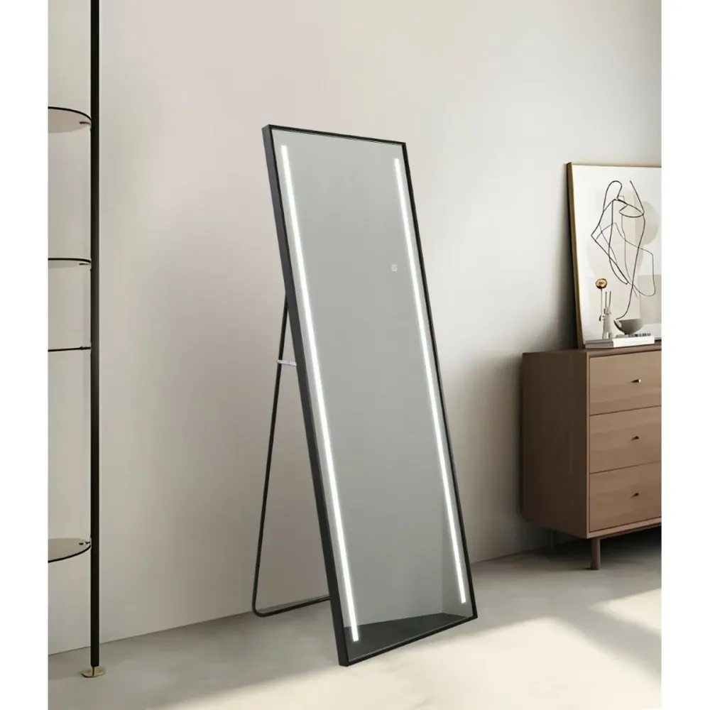 Meikkipeili Home ESPRIT Musta Alumiini 60 x 0,5 x 165 cm