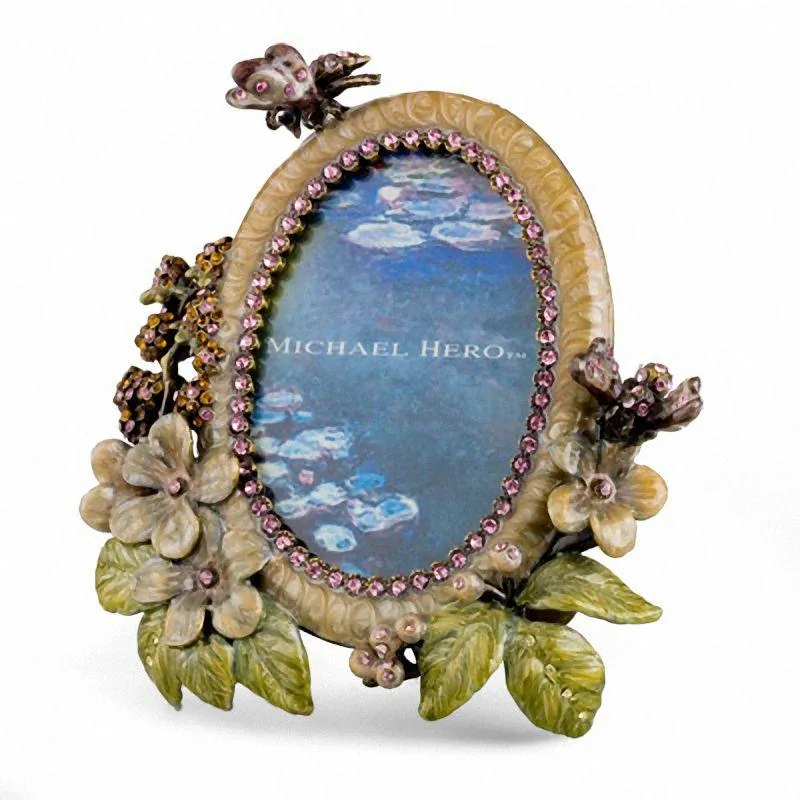 Michael Hero -kehys Romantic Gardens 3,8x6,4 cm messinki emalikiteitä 13CR-HT-2
