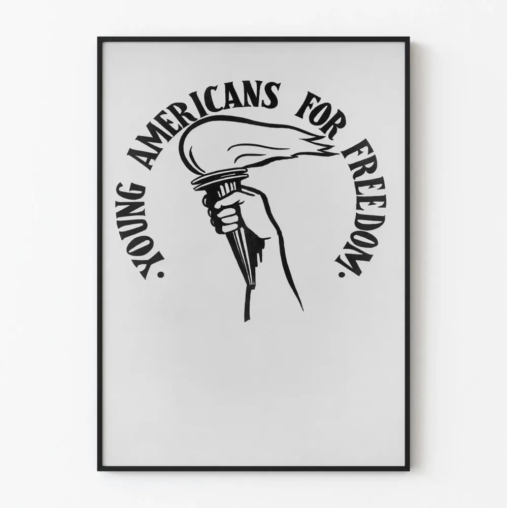 Mustavalkoinen juliste Young Americans Freedom - moderni seinäkoristelu