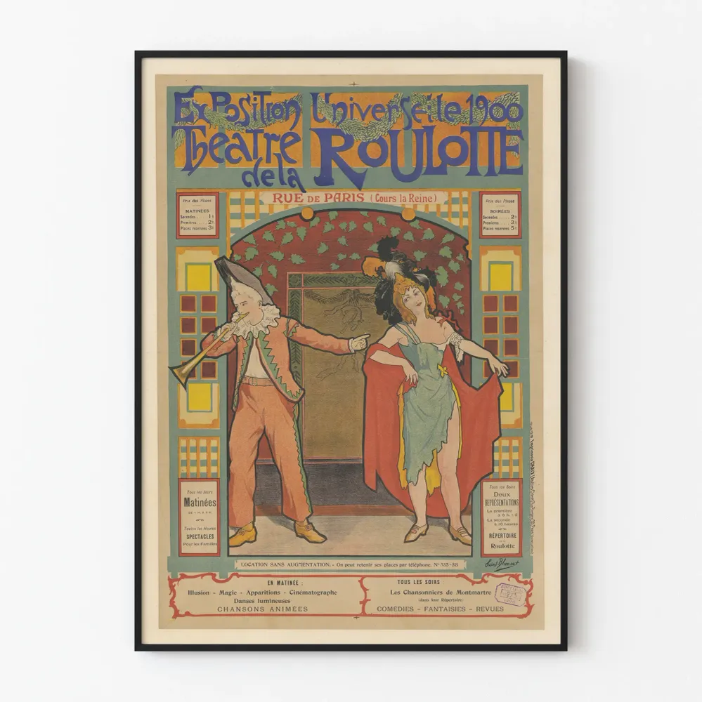 Näyttelyjuliste 1900 maailmanäyttely Teatteri Rullakeinu