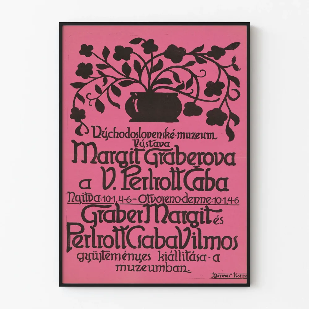 Näyttelyjuliste Margit Graberova ja V. Perlrott Caba - Retroseinäkkeiden sisustus