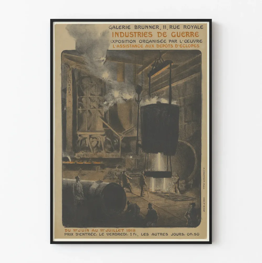 Näyttelyjuliste Sodan teollisuusnäyttely Galerie Brunner