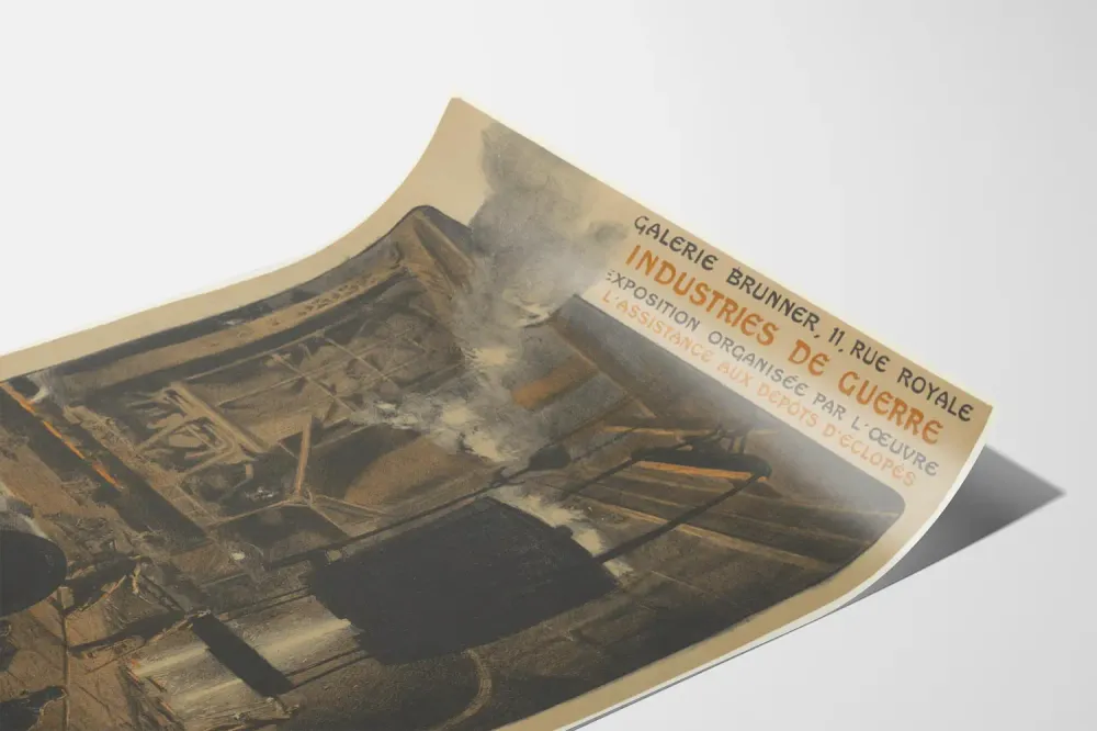 Näyttelyjuliste Sodan teollisuusnäyttely Galerie Brunner
