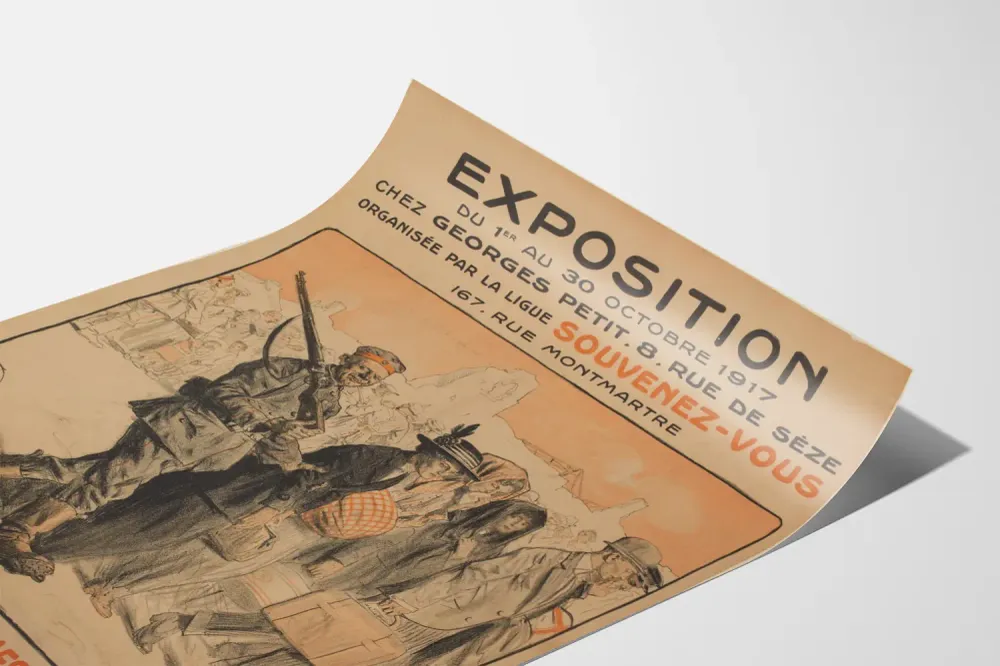 Näyttelyjuliste vuoden 1917 saksalaisista rikoksista – historiallinen seinäkoristelu