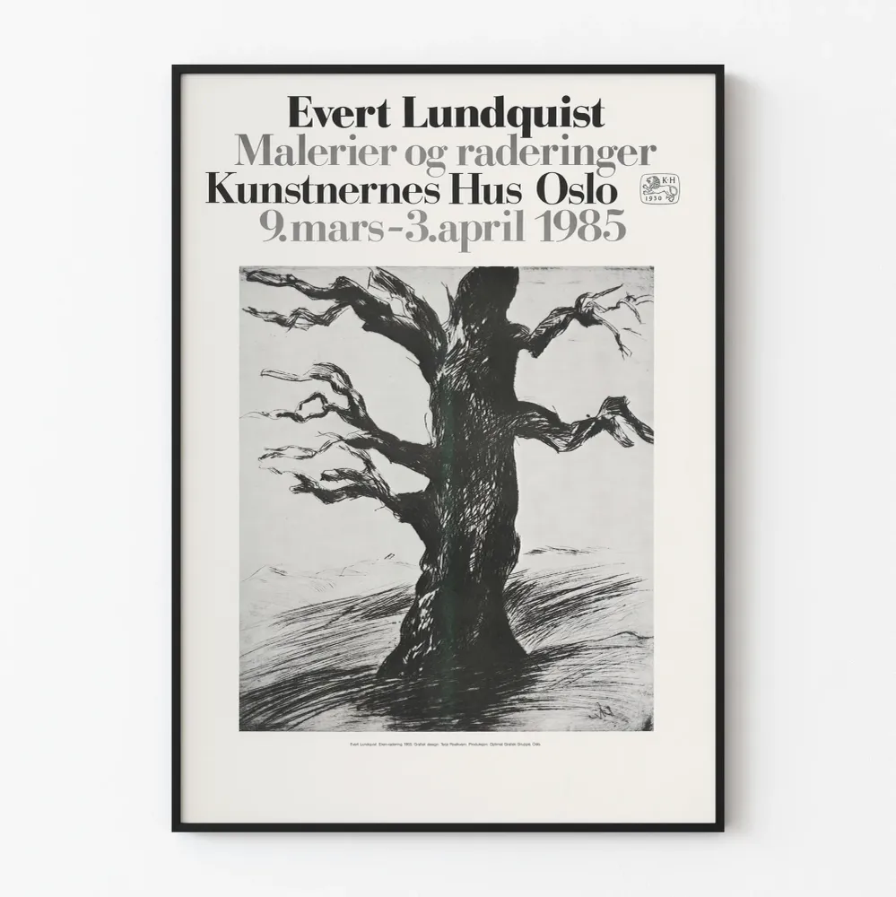 Näyttelyn juliste Evert Lundquist Taiteilijoiden talo Oslo 1985