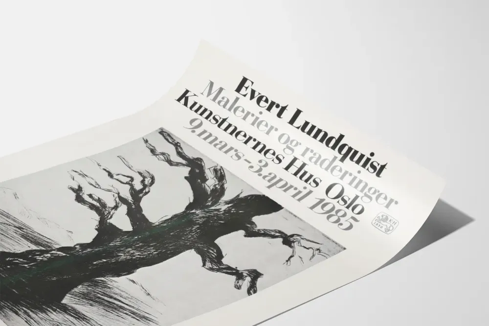 Näyttelyn juliste Evert Lundquist Taiteilijoiden talo Oslo 1985