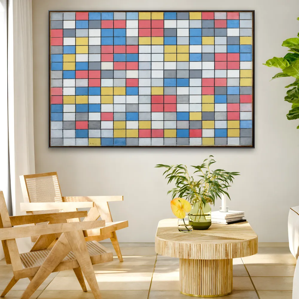 Koostumus ritilällä 9 Shakkilauta vaaleilla väreillä, Piet Mondrian OGC