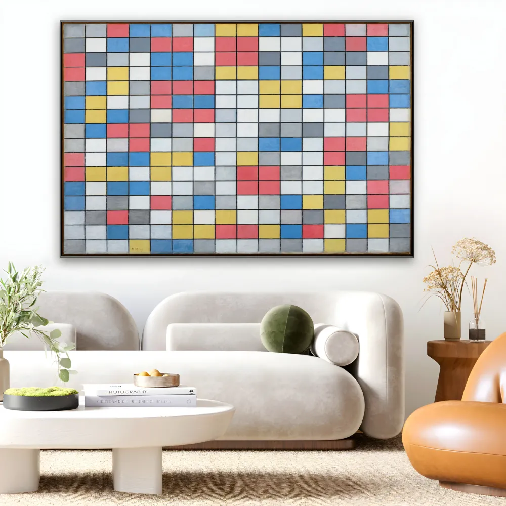 Koostumus ritilällä 9 Shakkilauta vaaleilla väreillä, Piet Mondrian OGC