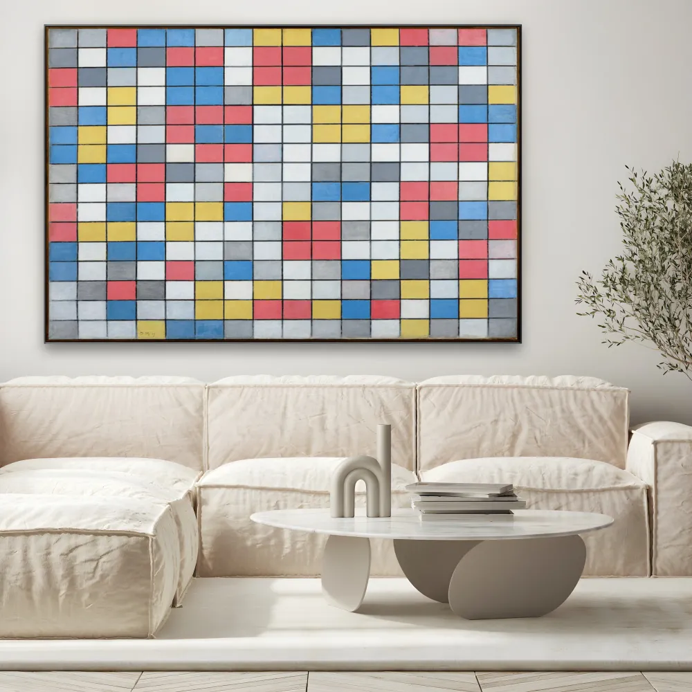 Koostumus ritilällä 9 Shakkilauta vaaleilla väreillä, Piet Mondrian OGC