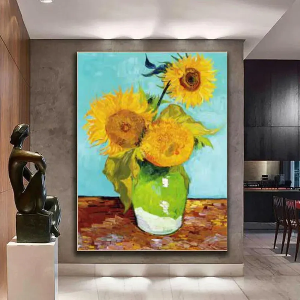 Maljakko, jossa on kolme auringonkukkaa, Vincent Van Gogh OGC