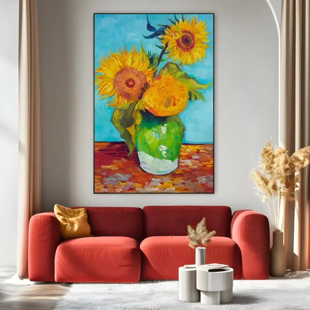 Maljakko, jossa on kolme auringonkukkaa, Vincent Van Gogh OGC