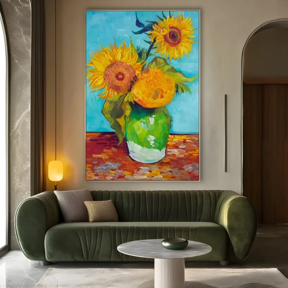Maljakko, jossa on kolme auringonkukkaa, Vincent Van Gogh OGC