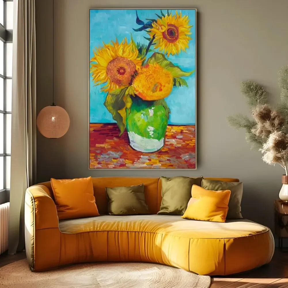 Maljakko, jossa on kolme auringonkukkaa, Vincent Van Gogh OGC