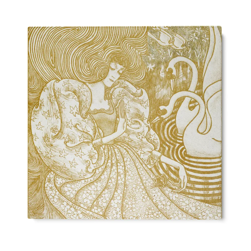 Nainen perhonen kanssa lammikossa kahden joutsenen kanssa, Jan Toorop (1894) OGC
