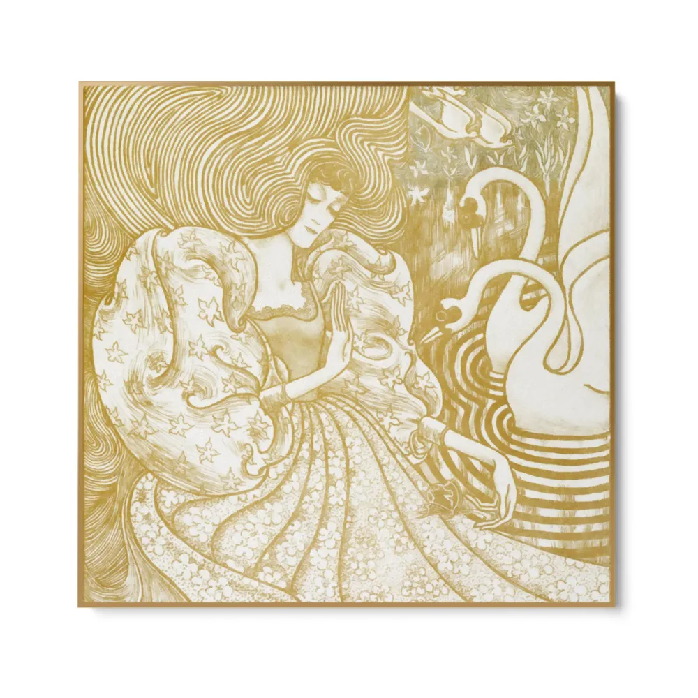 Nainen perhonen kanssa lammikossa kahden joutsenen kanssa, Jan Toorop (1894) OGC