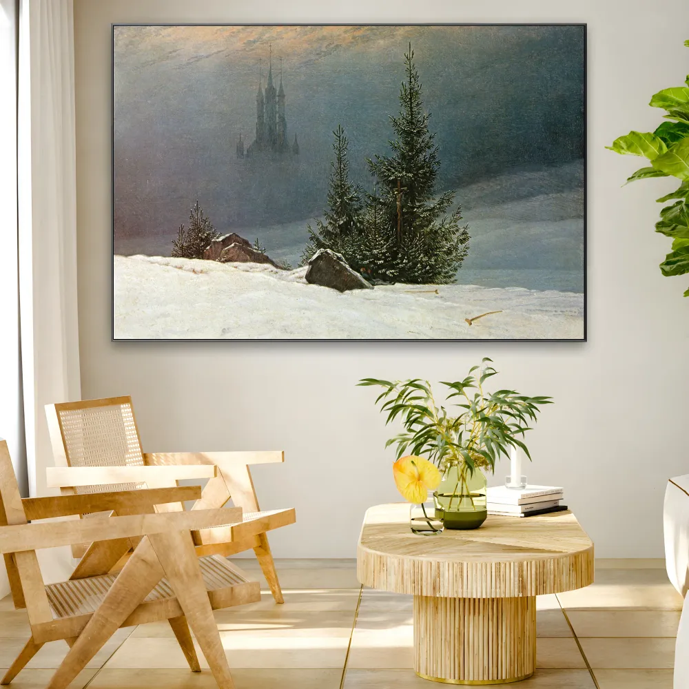 Talvinen maisema kirkolla, Caspar David Friedrich OGC