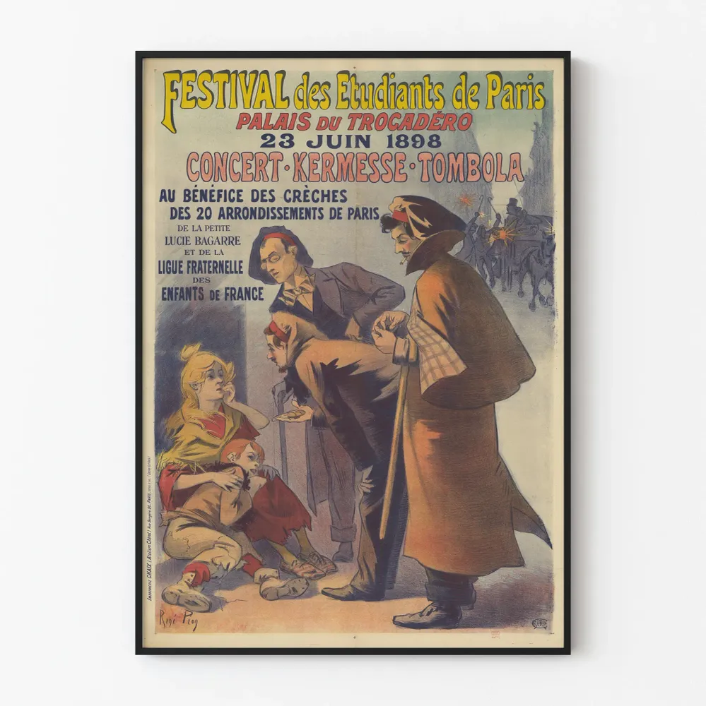Pariisin opiskelijajuhlien 1898 juliste – historiallinen seinäkoristelu