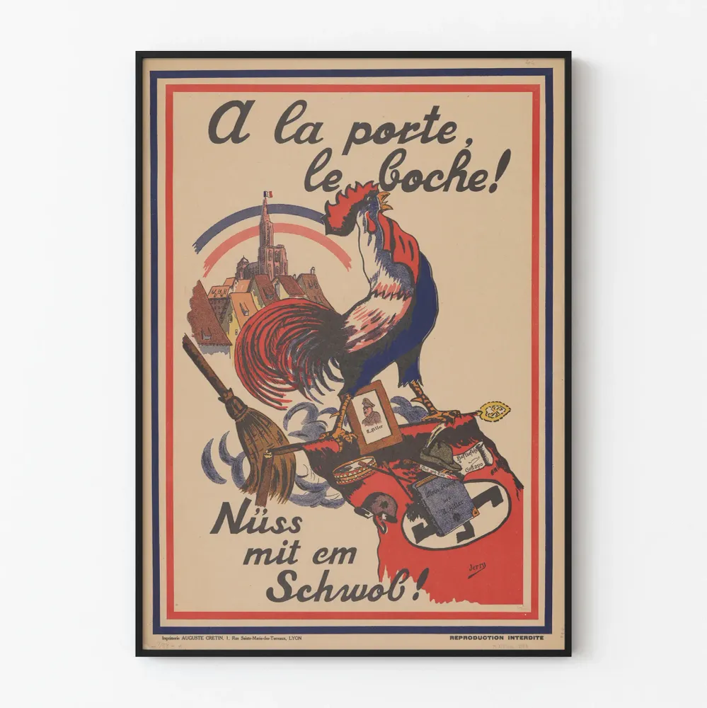 Patriotinen seinäkoristejuliste " la porte, le boche!"