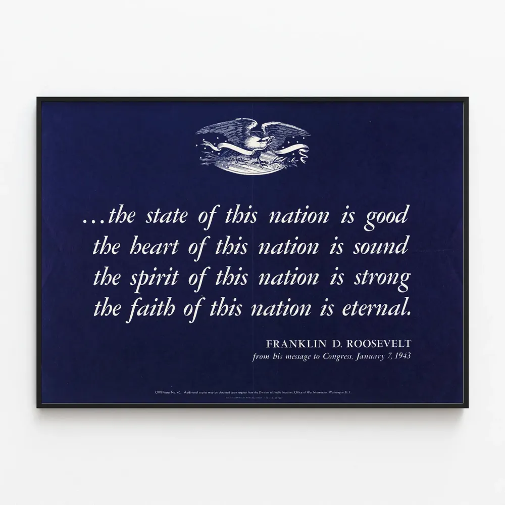 Patriottisten lainauksien juliste Franklin D. Roosevelt