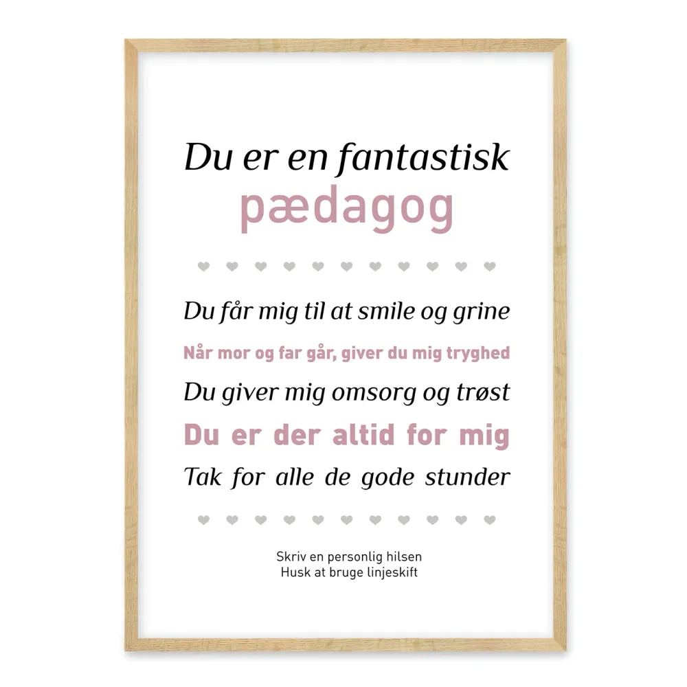 Pædagog plakat - afslutningsgave