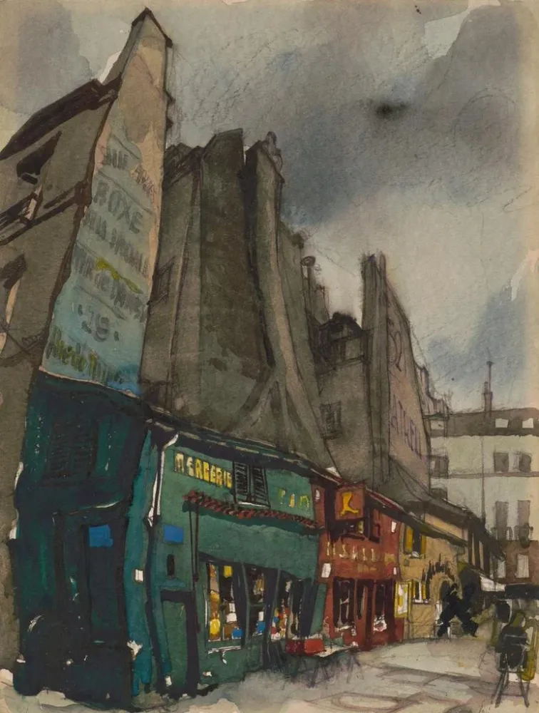 Place Saint - André - des - Artsin maalaus, Pariisi, Suger-kadun ja Saint - André - des - Artsin kadun välissä - Victor Al...