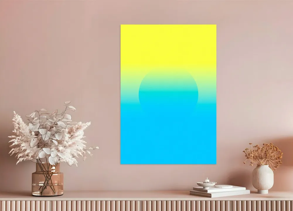 Hiljaisuus on kultaa ja sinistä - Abstrakti liukuvärinen taulu Posterscape Creative Studio