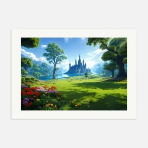 Minecraft-linna, kaunis maisema - Juliste Posterscape Creative Studio