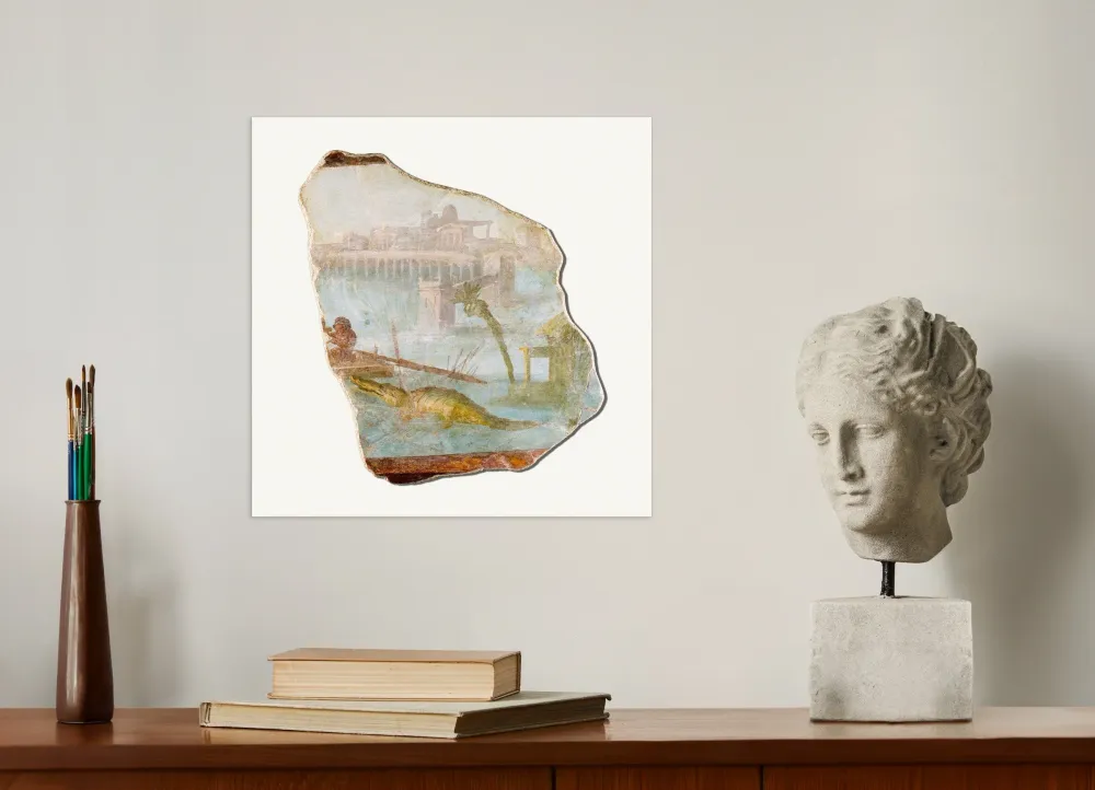 Pompeijin freskofragmentti nilotiikkamaisemalla - Taulu Posterscape Creative Studio
