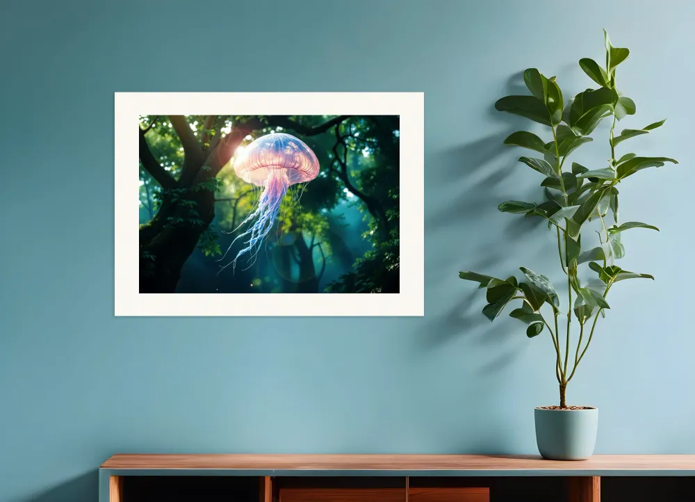 Taianomainen realismi, hohtavat meduusat - Juliste Posterscape Creative Studio