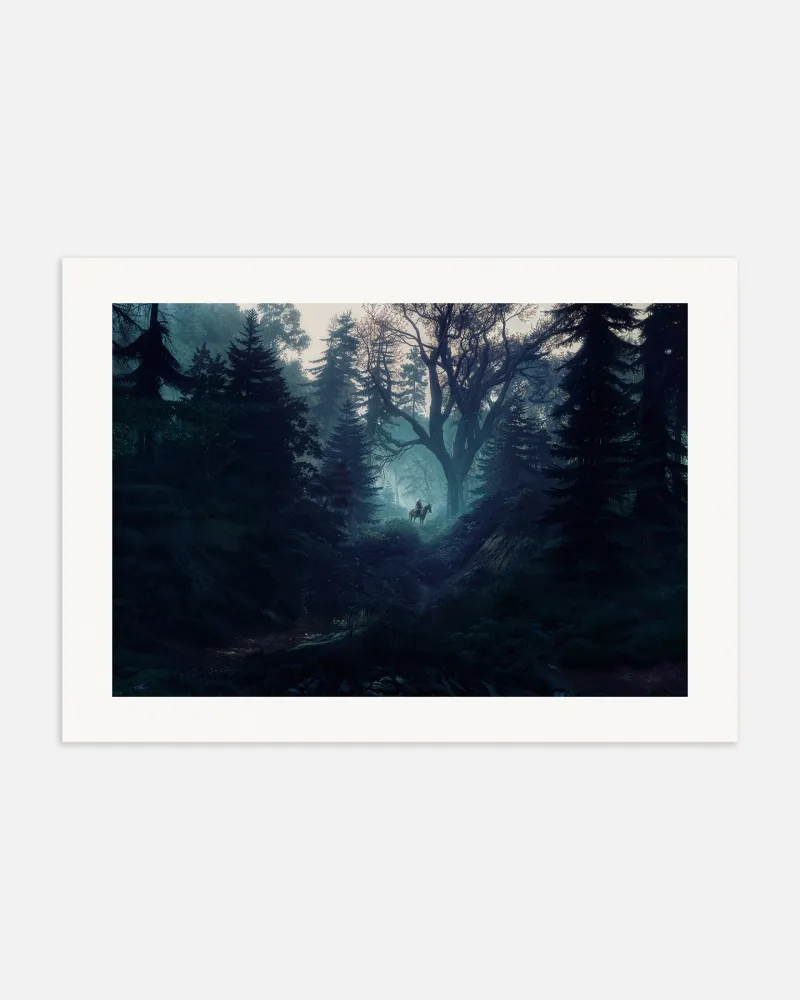 Witcher, synkkä metsä, fanitaide - Juliste Posterscape Creative Studio