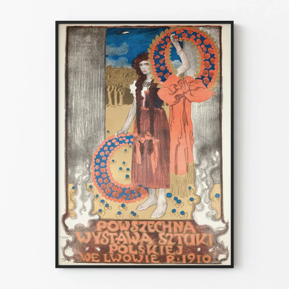 Puolan taidenäyttelyn juliste Lvivissä 1910 seinäkoristeluun