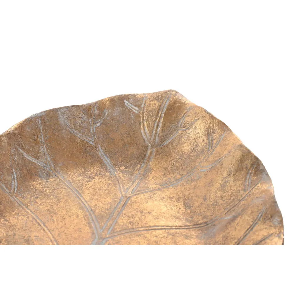 Pöytäkoriste Home ESPRIT Kullattu Trooppinen Kasvien lehtiä 33 X 26 X 6 CM