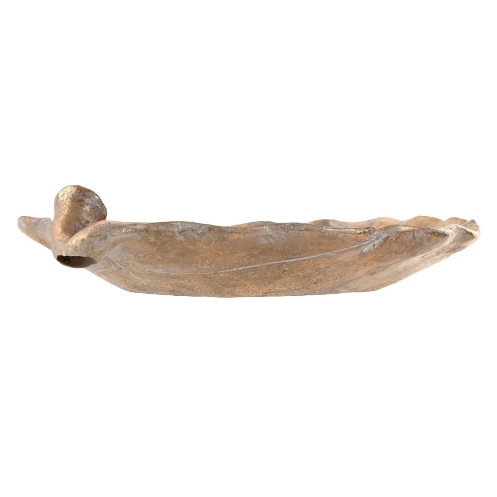 Pöytäkoriste Home ESPRIT Kullattu Trooppinen Kasvien lehtiä 33 X 26 X 6 CM