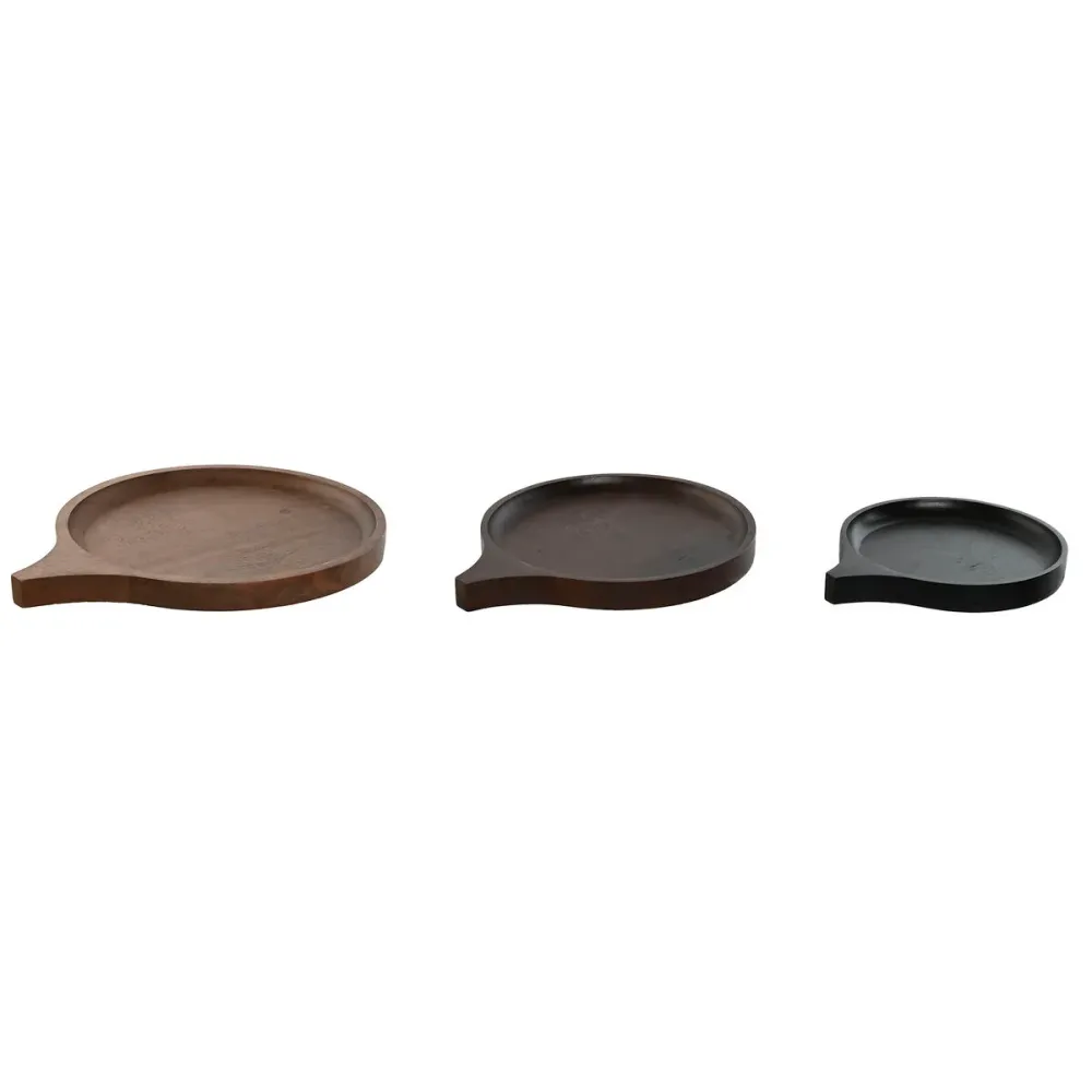 Pöytäkoriste Home ESPRIT Ruskea Musta Vaaleanruskea Mangopuu 37 x 31 x 2,7 cm (3 Kappaletta)