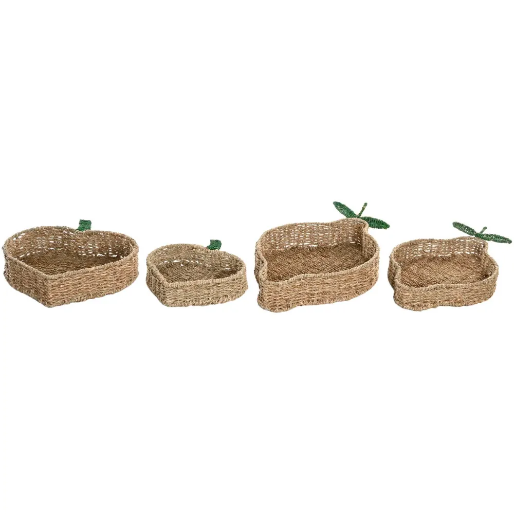 Pöytäkoriste Home ESPRIT Vihreä Luonnollinen Trooppinen 33 X 32 X 8 CM (2 osaa)