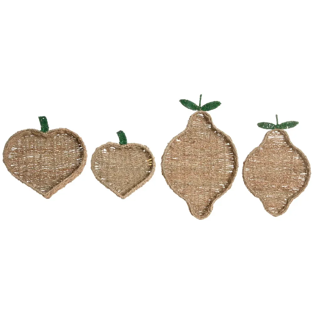 Pöytäkoriste Home ESPRIT Vihreä Luonnollinen Trooppinen 33 X 32 X 8 CM (2 osaa)