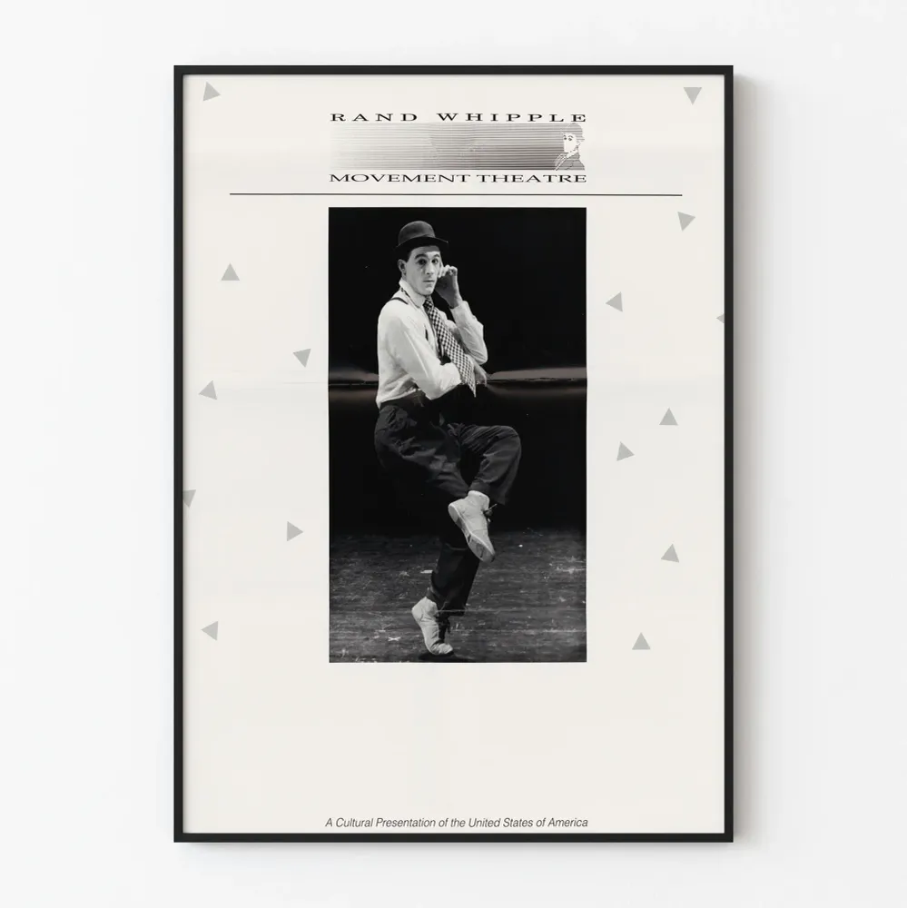 Rand Whipple -liikkeen teatterin juliste mustavalkoisena