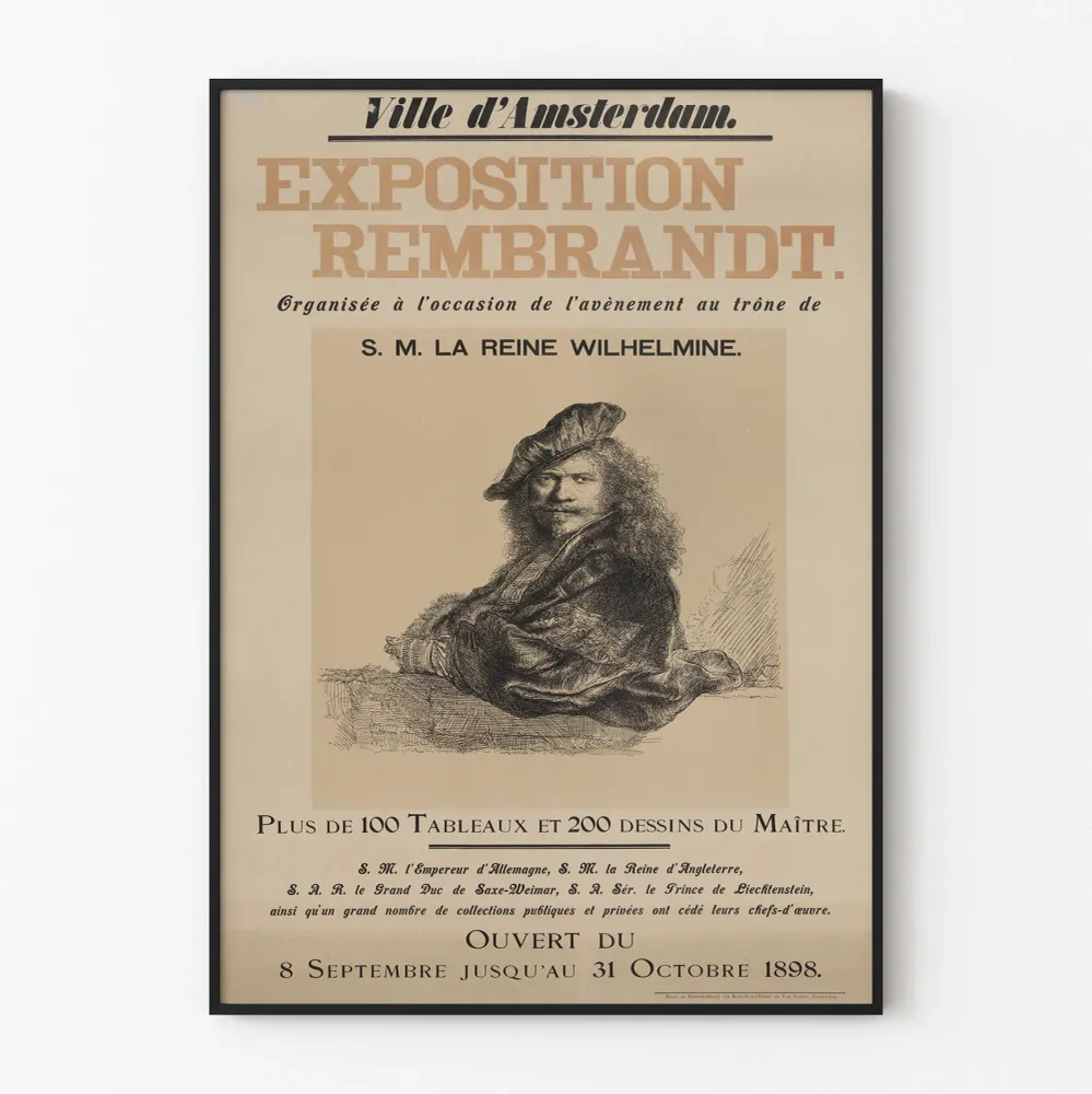 Rembrandtin näyttelyn juliste Amsterdamissa 1898