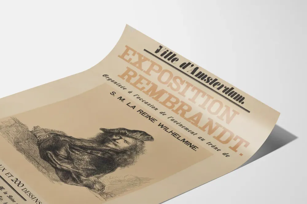 Rembrandtin näyttelyn juliste Amsterdamissa 1898