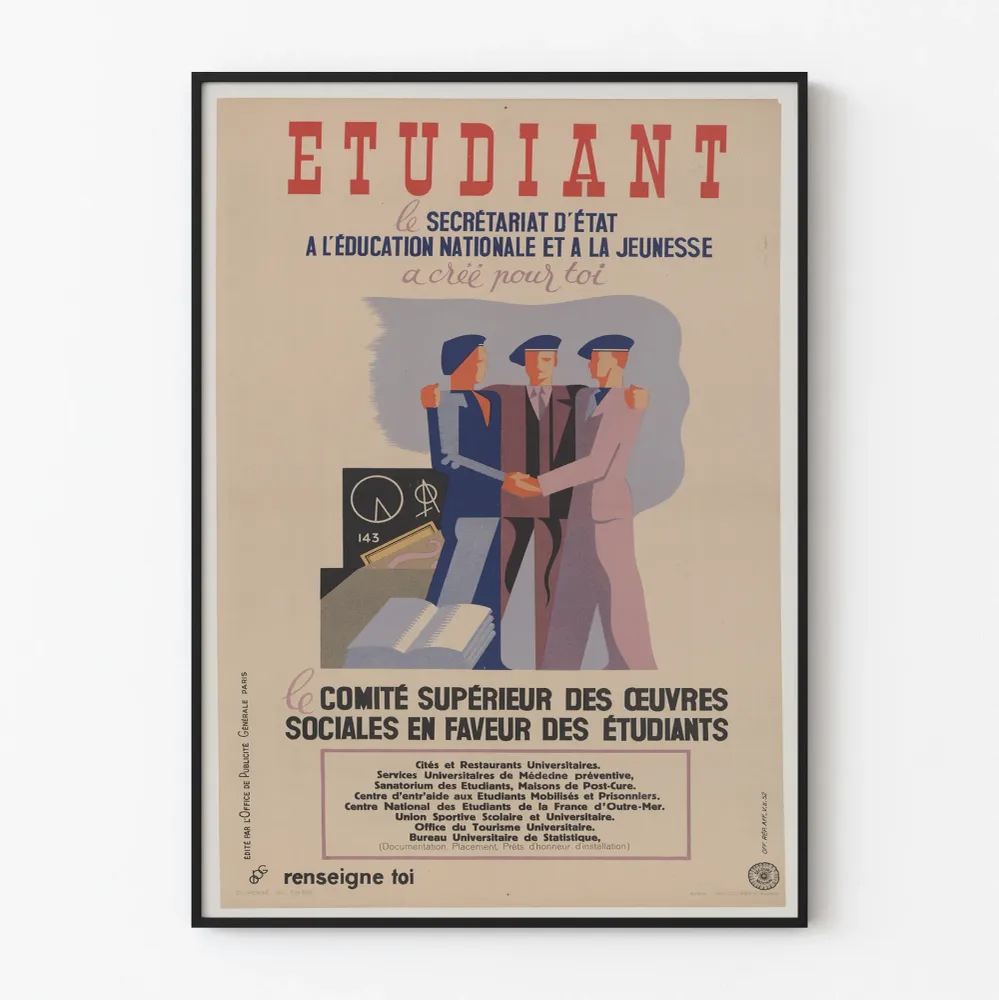 Retro juliste Kansallinen koulutus ja nuoriso sisustukseen opiskelijoille