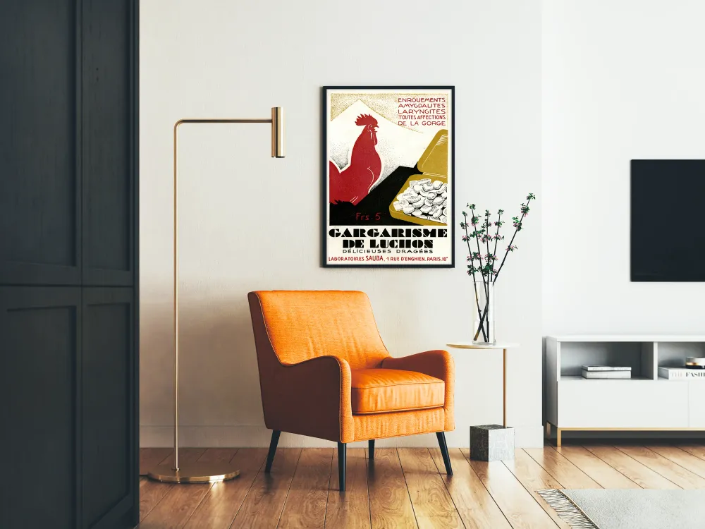 Retro juliste Luchonin kurkkukivennäytteen - lääketieteellinen seinäkoristelu