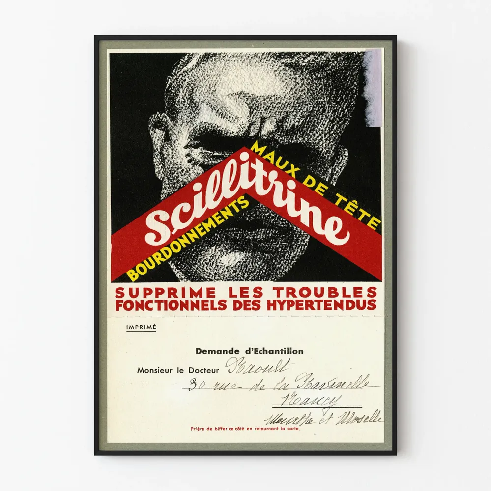 Retro mainosjuliste Scillittrine - lääketieteellinen seinäkoriste