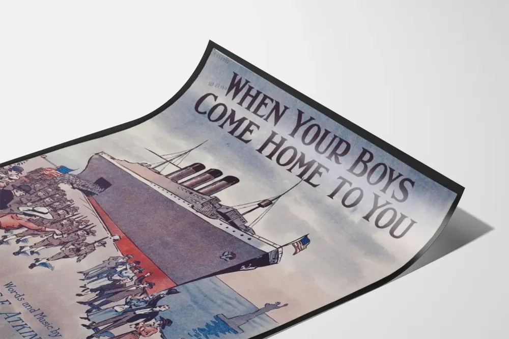 Retroseinäjuliste "When Your Boys Come Home to You"
