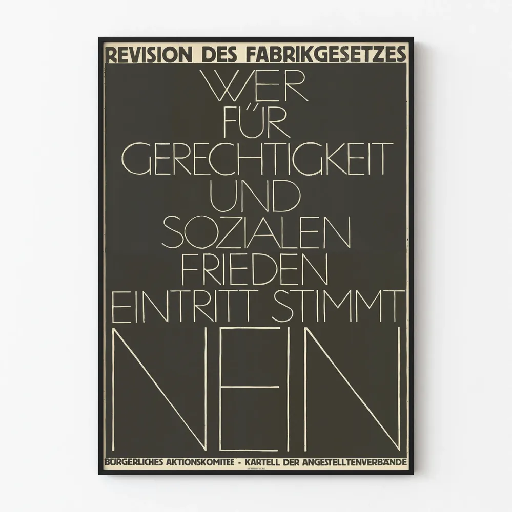 Saksalainen minimalistinen typografinen poliittinen juliste