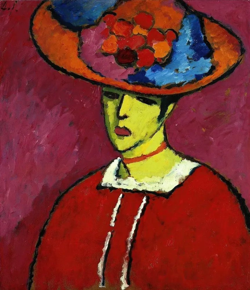 Schokko maalaus leveälierinen hatun kanssa - Alexej von Jawlensky | Taidetuloste