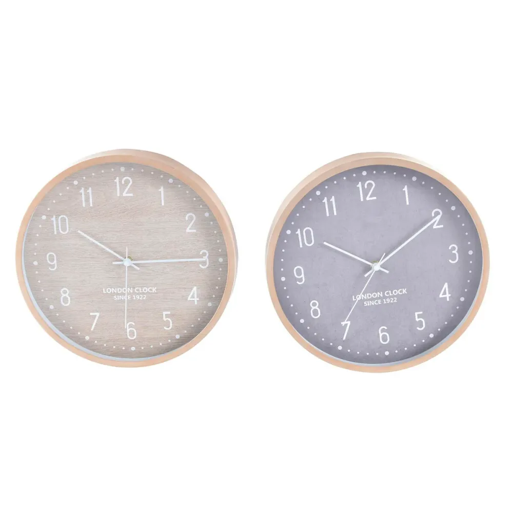 Seinäkello Home ESPRIT Beige Harmaa PVC 30 x 4 x 30 cm (2 osaa)