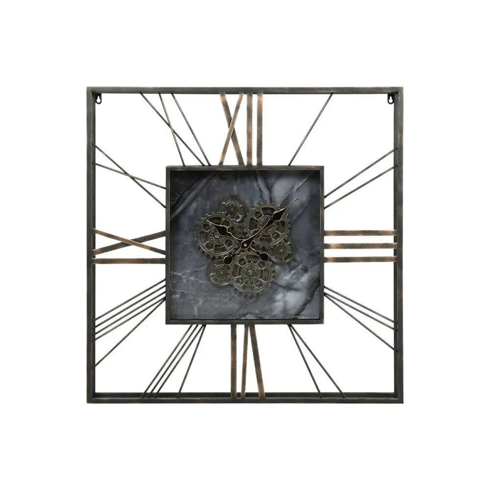 Seinäkello Home ESPRIT Musta Kullattu Metalli Kristalli 80 x 8 x 80 cm
