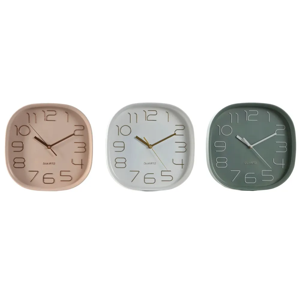 Seinäkello Home ESPRIT Valkoinen Vihreä PVC 28,5 x 5 x 28,5 cm (3 osaa)