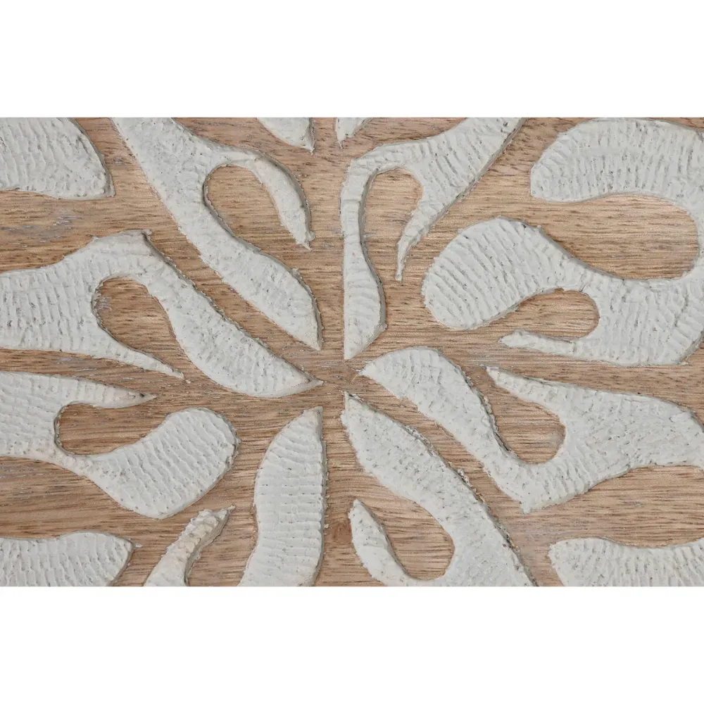Seinäkoriste Home ESPRIT Valkoinen Luonnollinen Kukka-aiheinen 60 x 2,5 x 60 cm (4 Kappaletta)