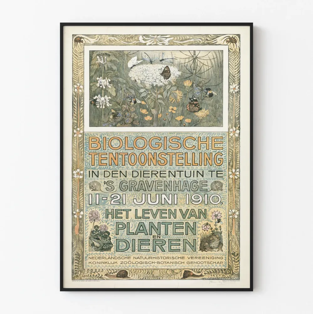 Seinäkoristejuliste biologianäyttelystä 1910